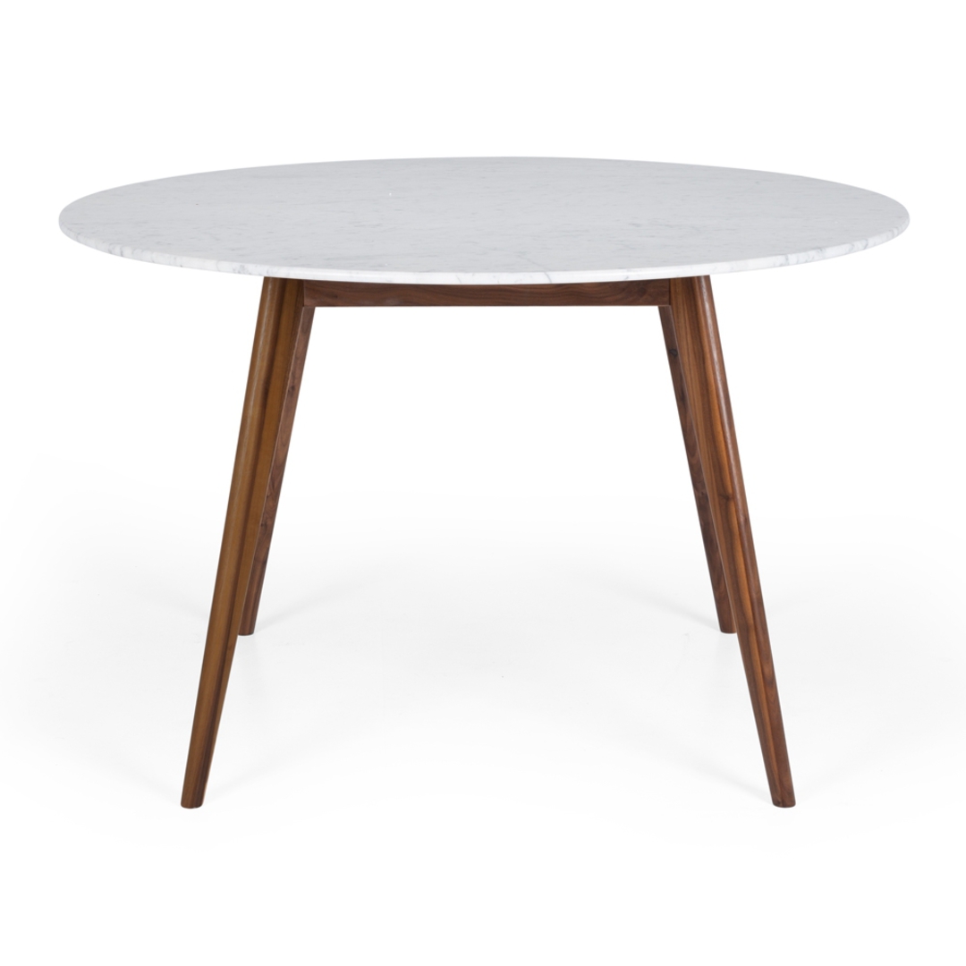 Radius Marble Round Dining Table Walnut Leg 120cm image 1